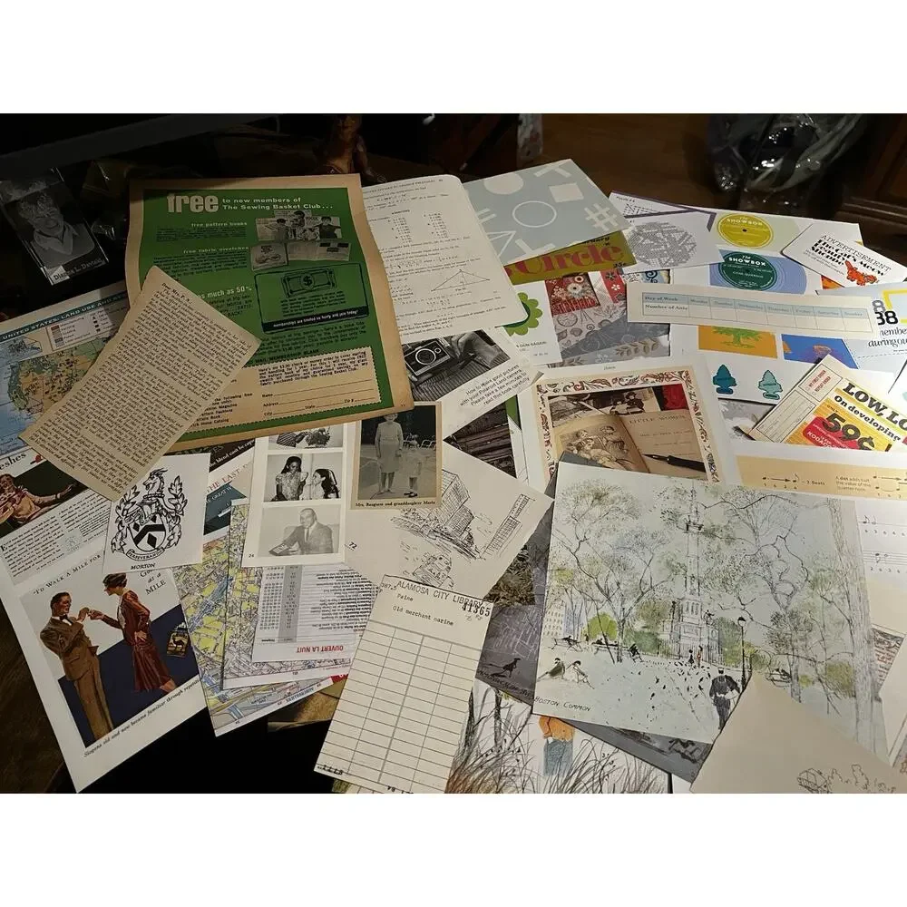 100 Pc Vintage Ephemera Curated Mixed Media for junk journals, scrapbooks, etc